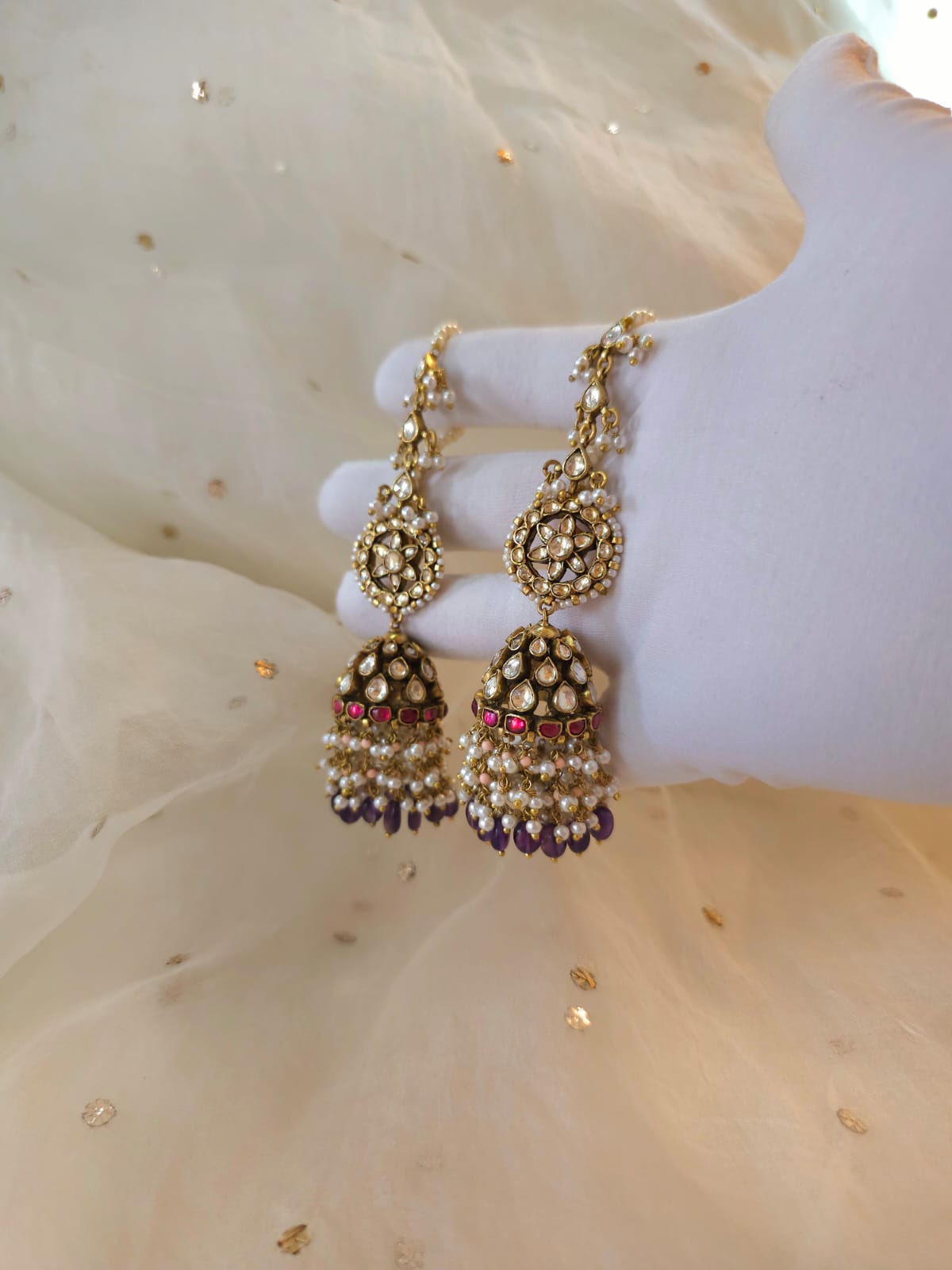 Shrinath ji amethyst jhumkas