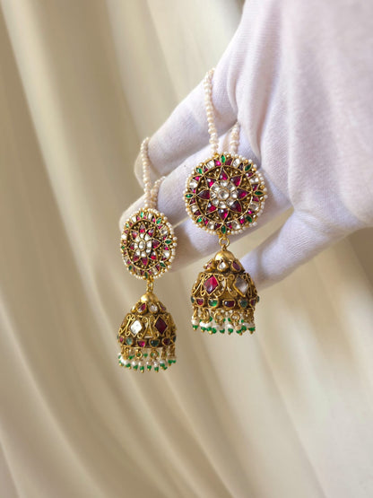 Amber rhodolite jhumkas