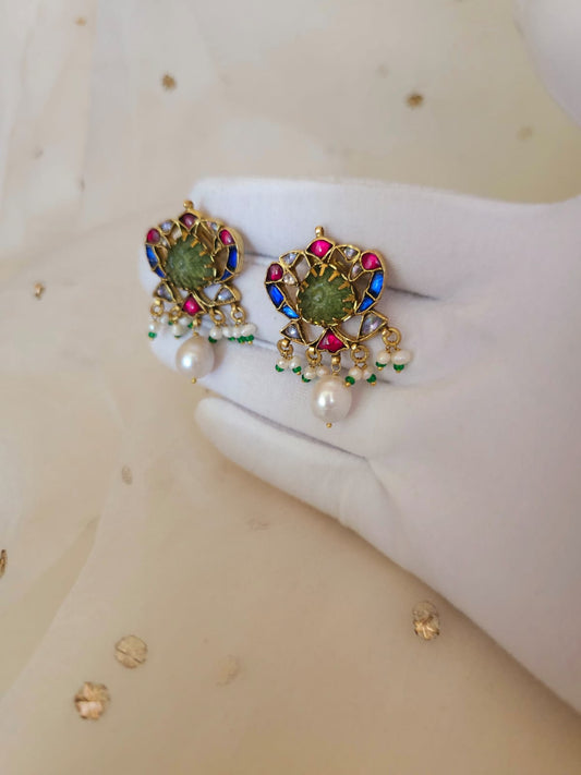 The sacred blue peacock pearl studs