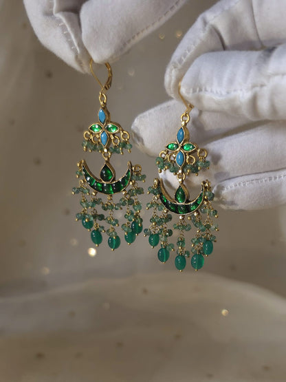 Green regalia hook earrings