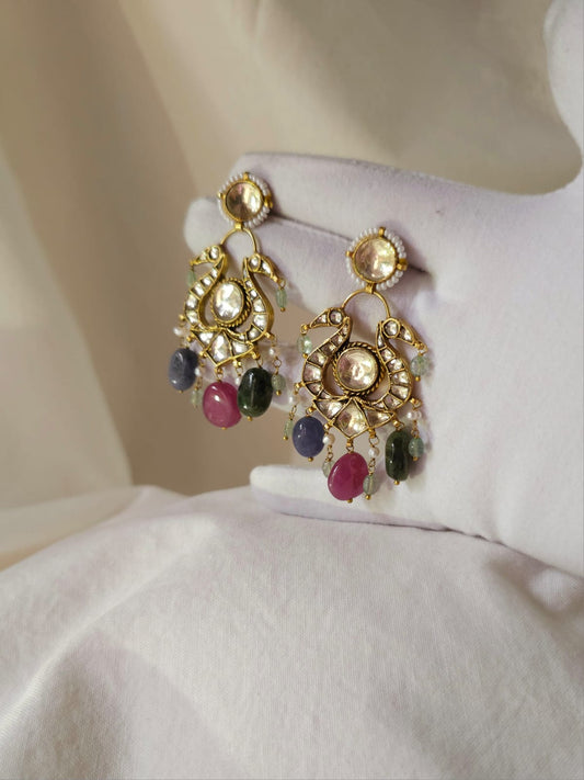 Twin peacock precious earrings