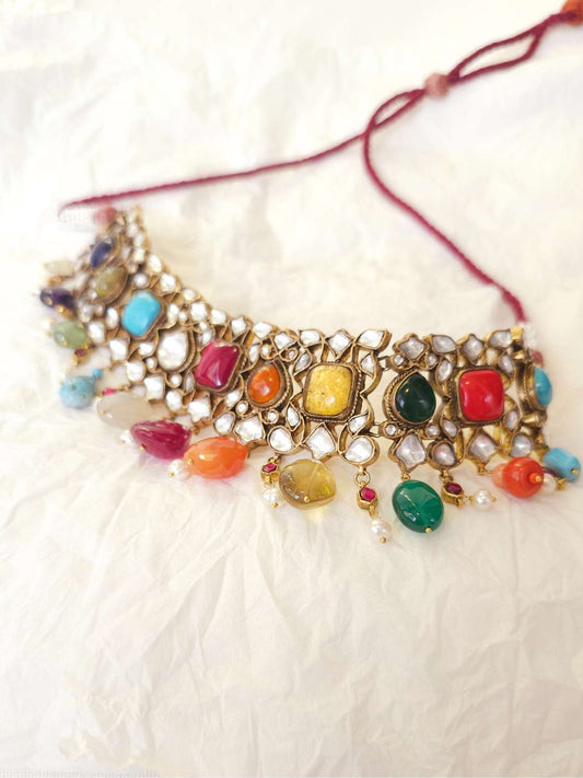 Jayaditya navratan necklace