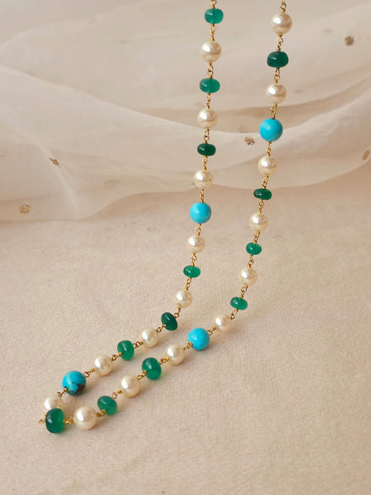 Swarovski pearls and onyx necklace
