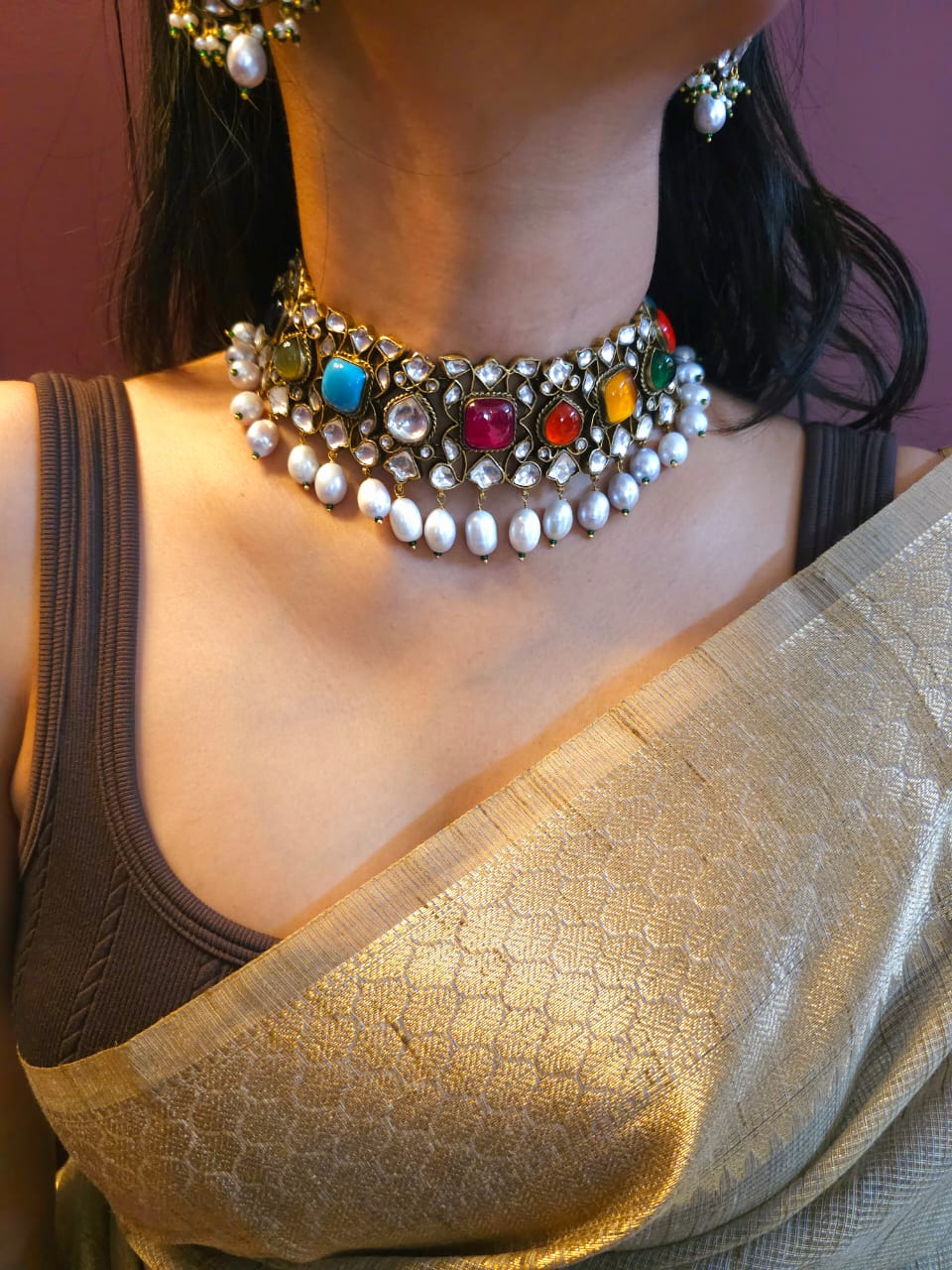 Navgraha pearl necklace set
