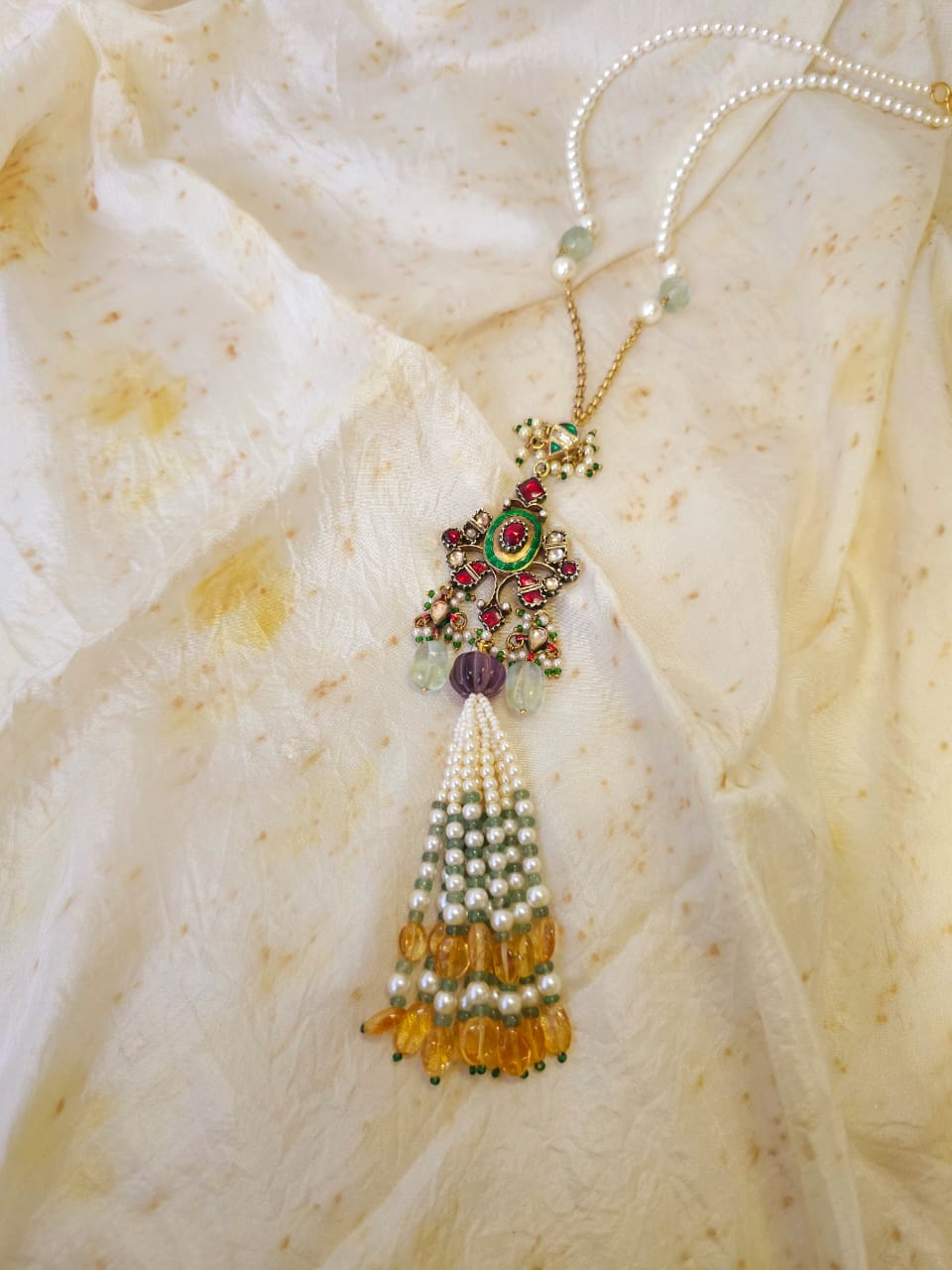 Byzantine citrine tassel necklace
