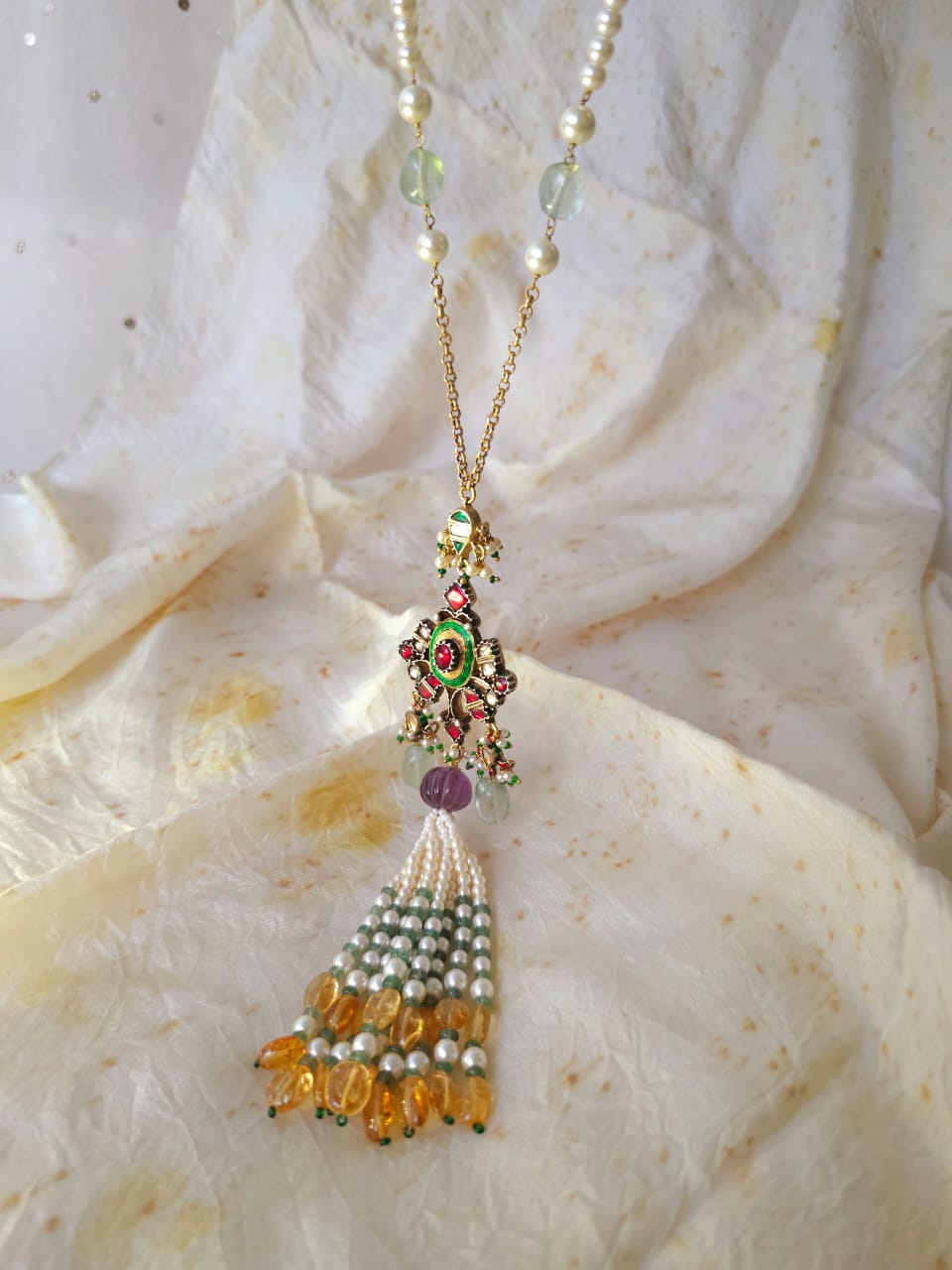 Byzantine citrine tassel necklace