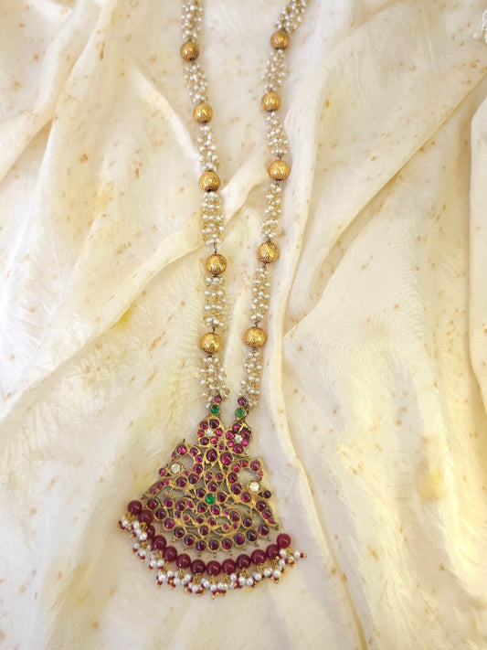 Thanjam antique silver necklace