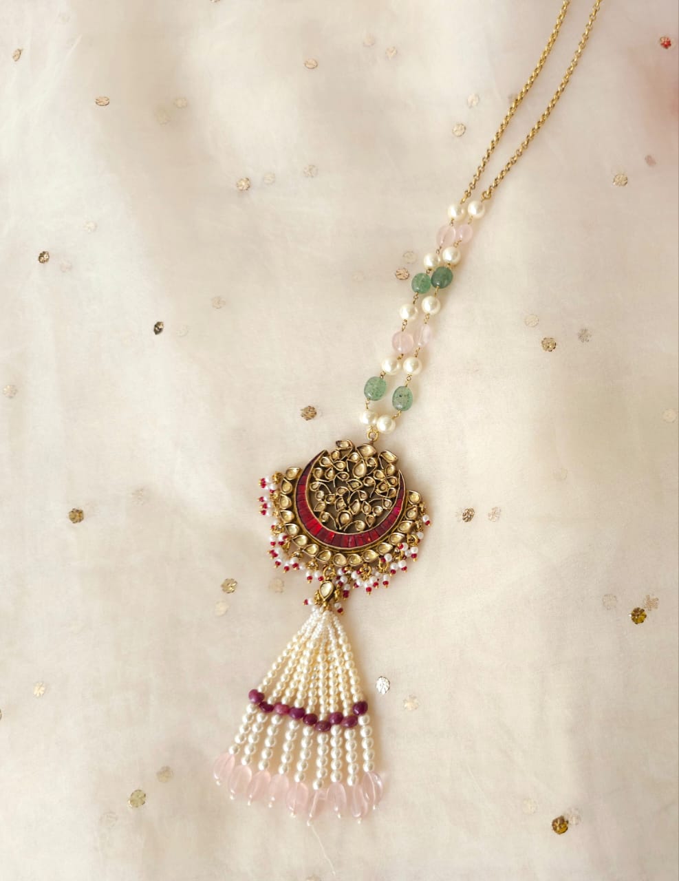 Blood moon tassel necklace