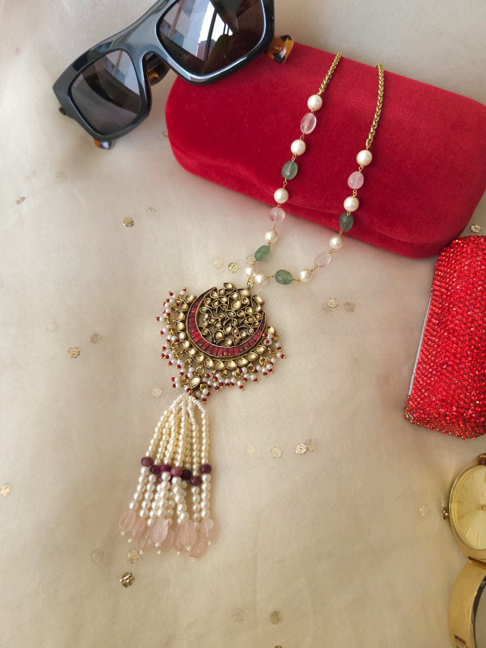 Blood moon tassel necklace