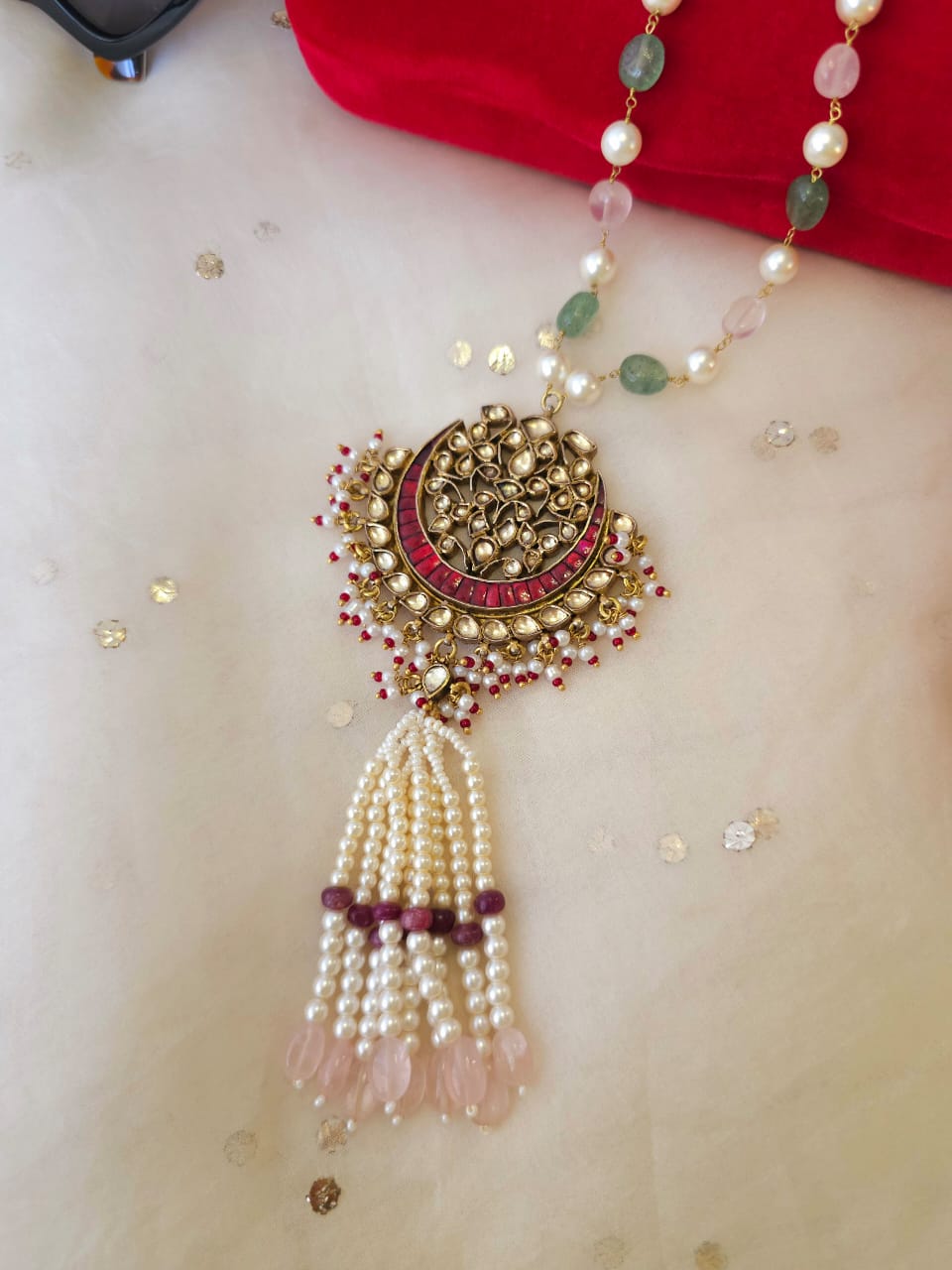 Blood moon tassel necklace