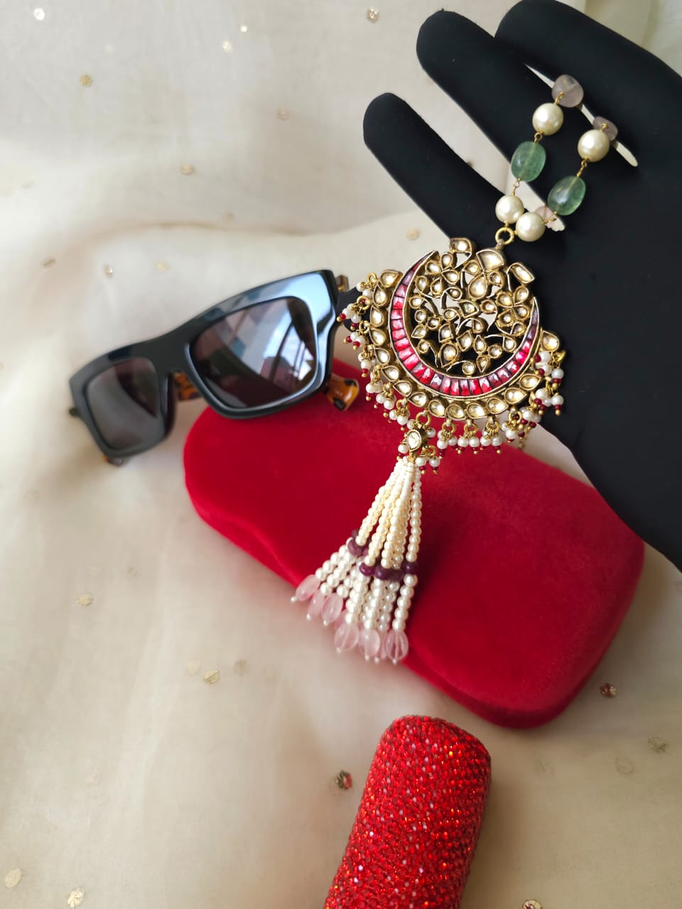 Blood moon tassel necklace