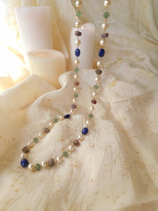 Swarovski pearls tourmaline necklace