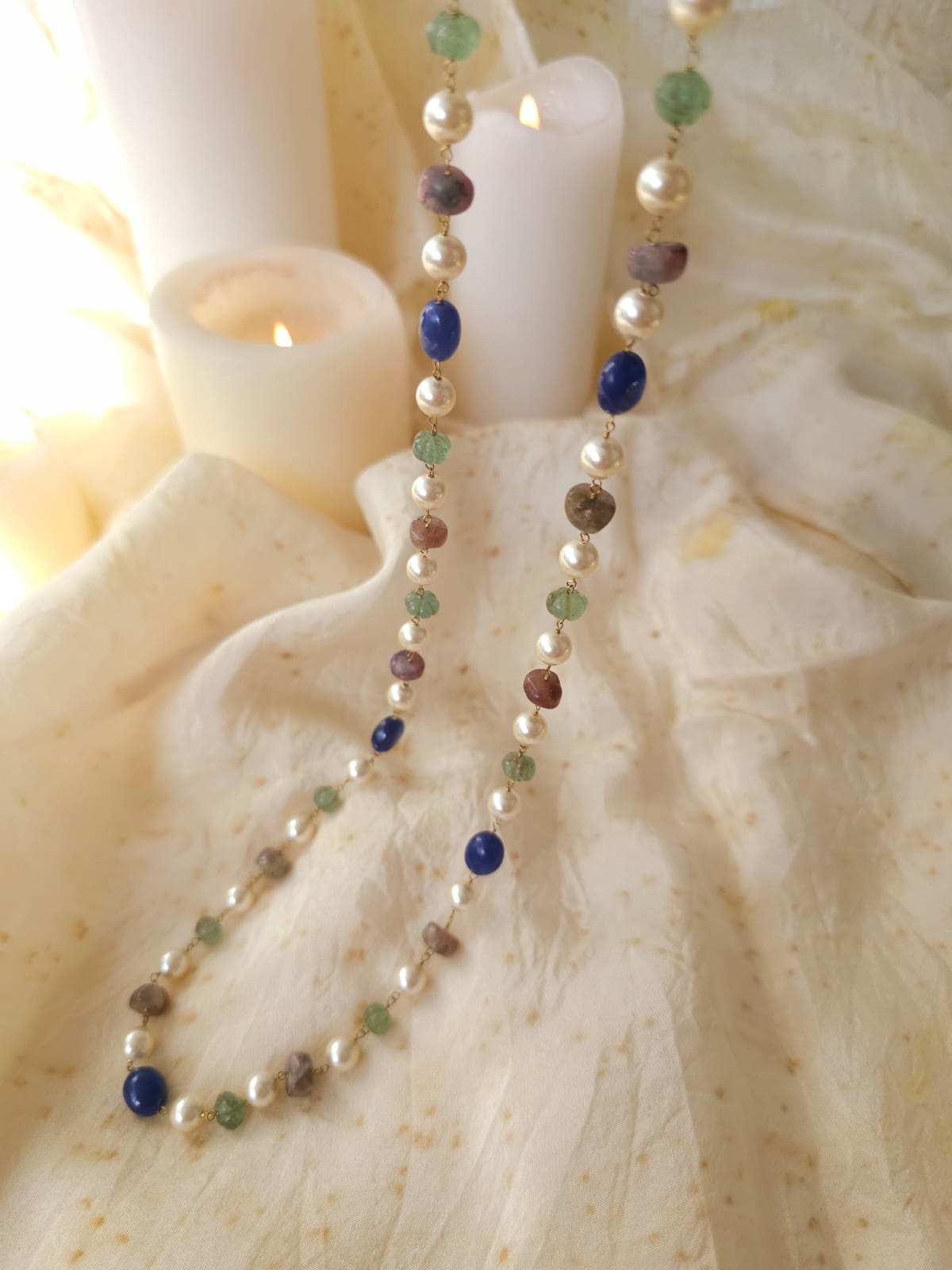 Swarovski pearls tourmaline necklace