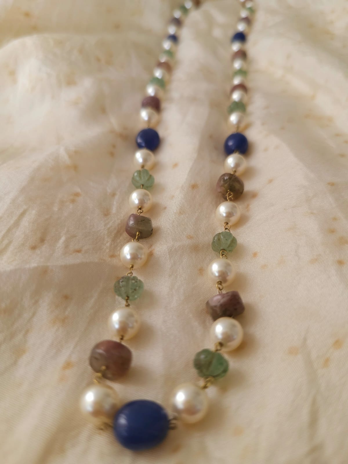 Swarovski pearls tourmaline necklace