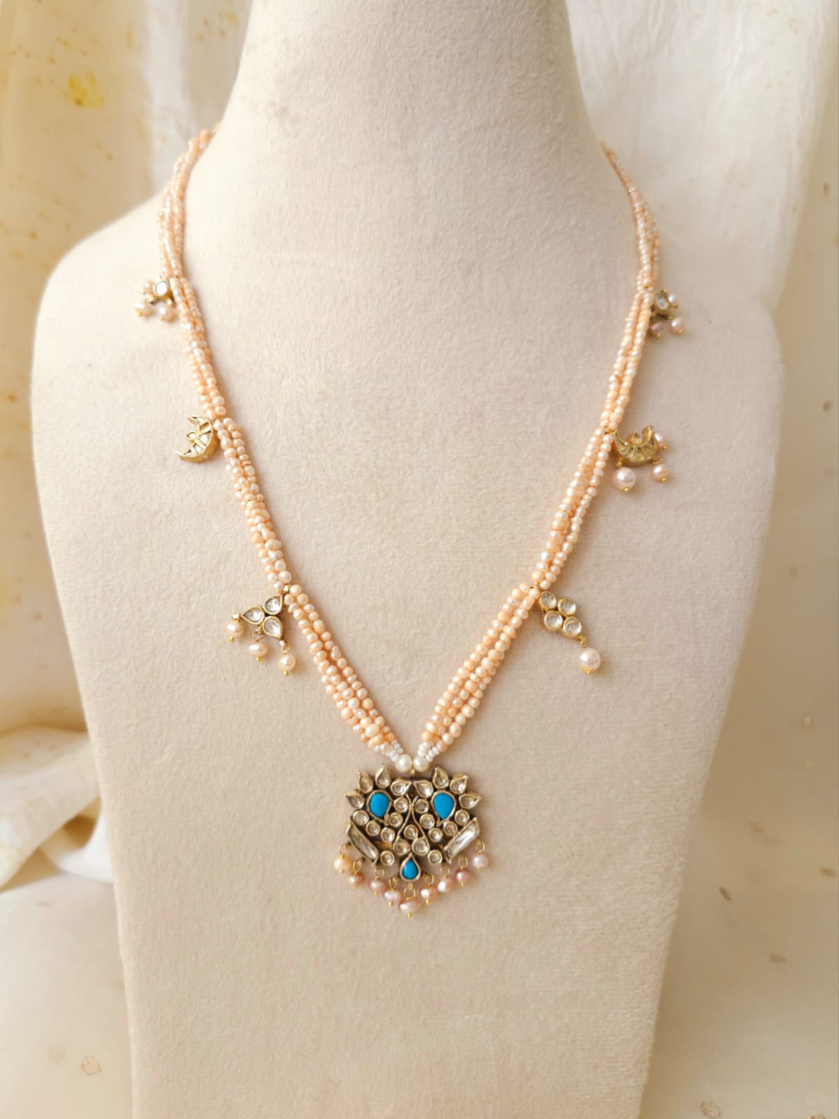 Turquoise blush silver necklace