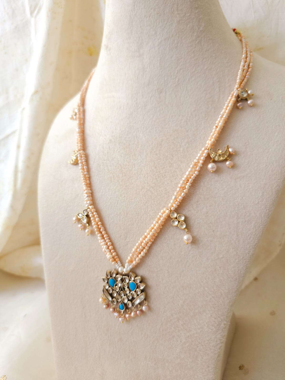 Turquoise blush silver necklace