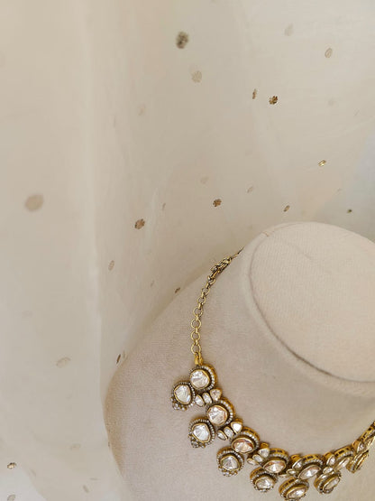 Antique moissanite silver necklace