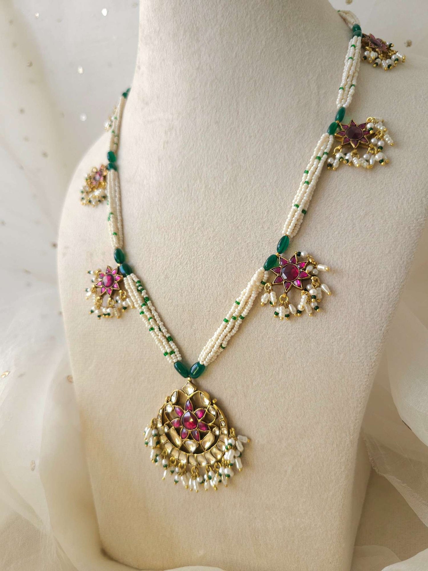 Rhodolite gulkand long necklace