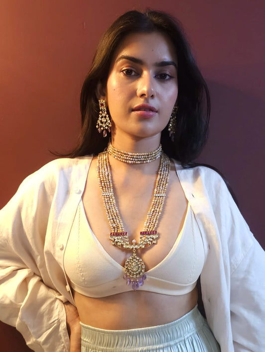 Golden belle amethyst necklace set