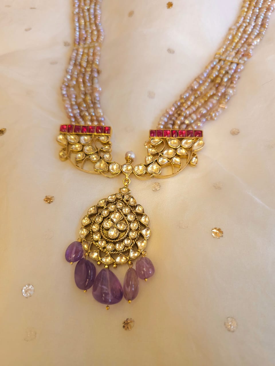Golden belle amethyst necklace set