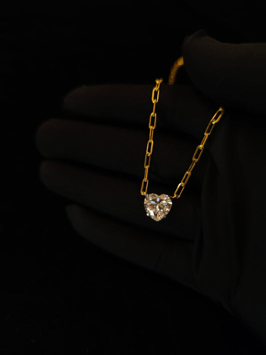 Three carat moissanite heart necklace