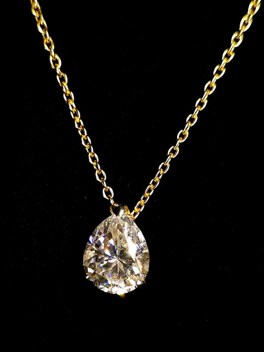 Three carat moissanite pear necklace