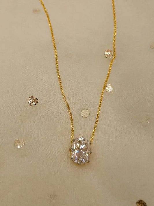 Eight carat moissanite cushion necklace