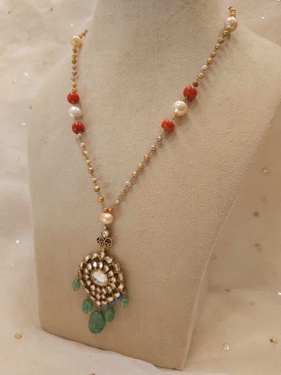 Chilka blush silver long necklace