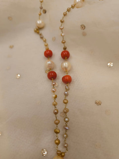 Chilka blush silver long necklace