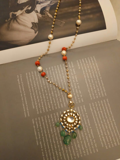 Chilka blush silver long necklace