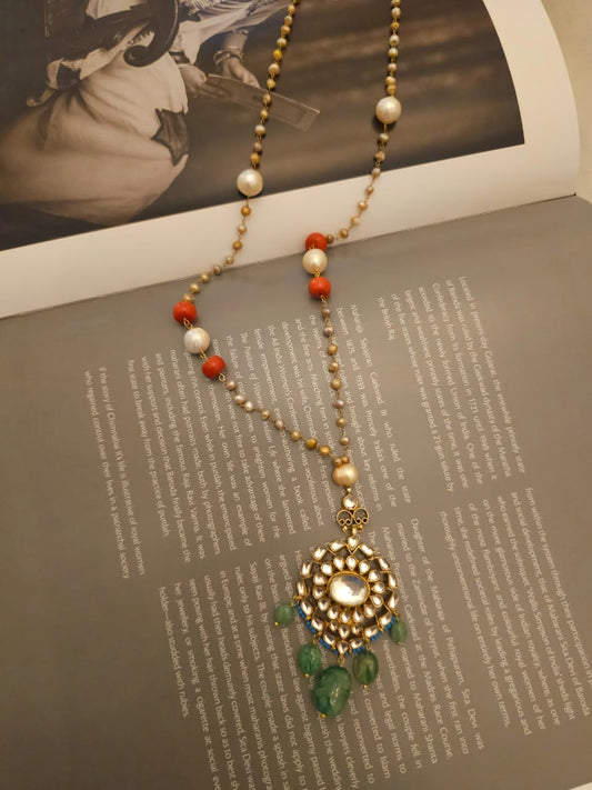 Chilka blush silver long necklace