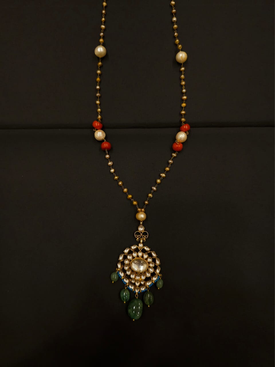 Chilka blush silver long necklace