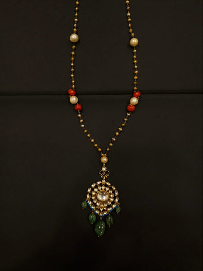 Chilka blush silver long necklace