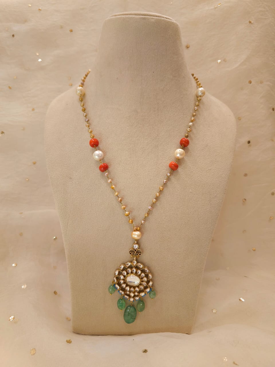 Chilka blush silver long necklace