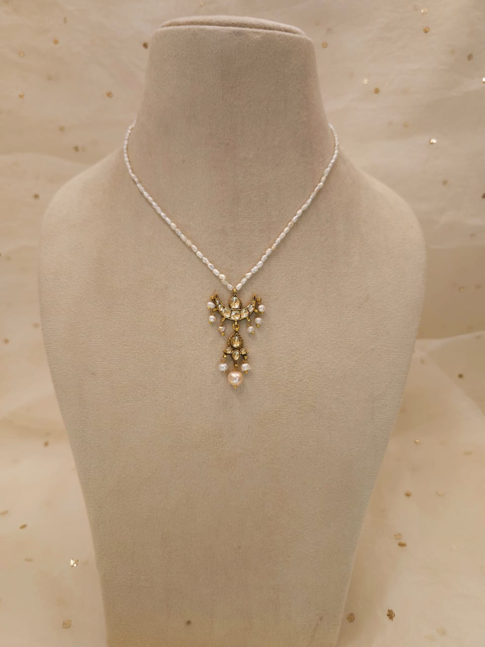 Golden moon pendant necklace