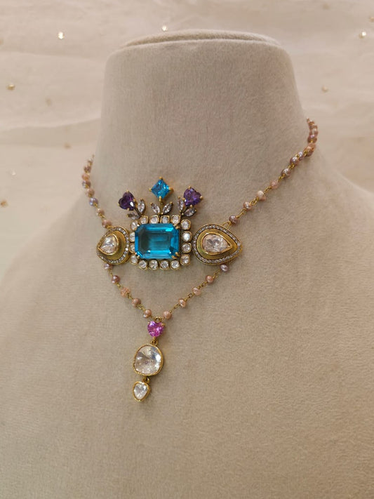 Cyan tamara silver necklace