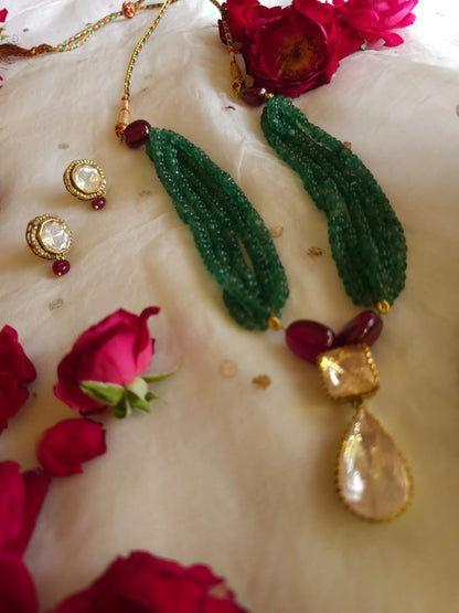 Pear moissanite gem necklace set