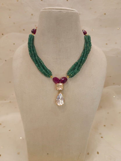 Pear moissanite gem necklace set