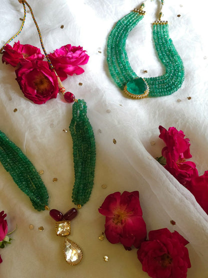 Pear moissanite gem necklace set