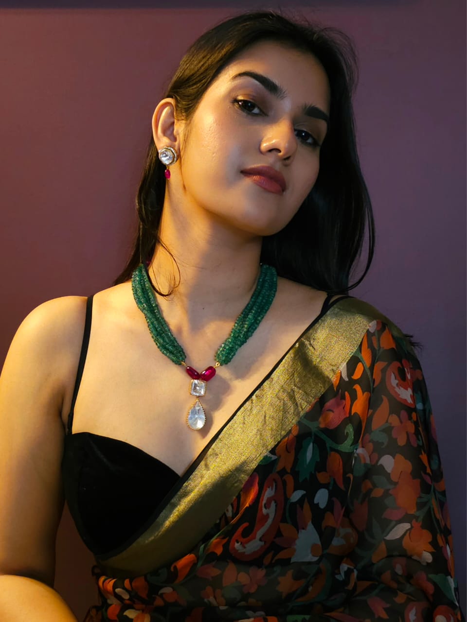 Pear moissanite gem necklace set