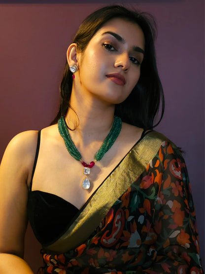 Pear moissanite gem necklace set