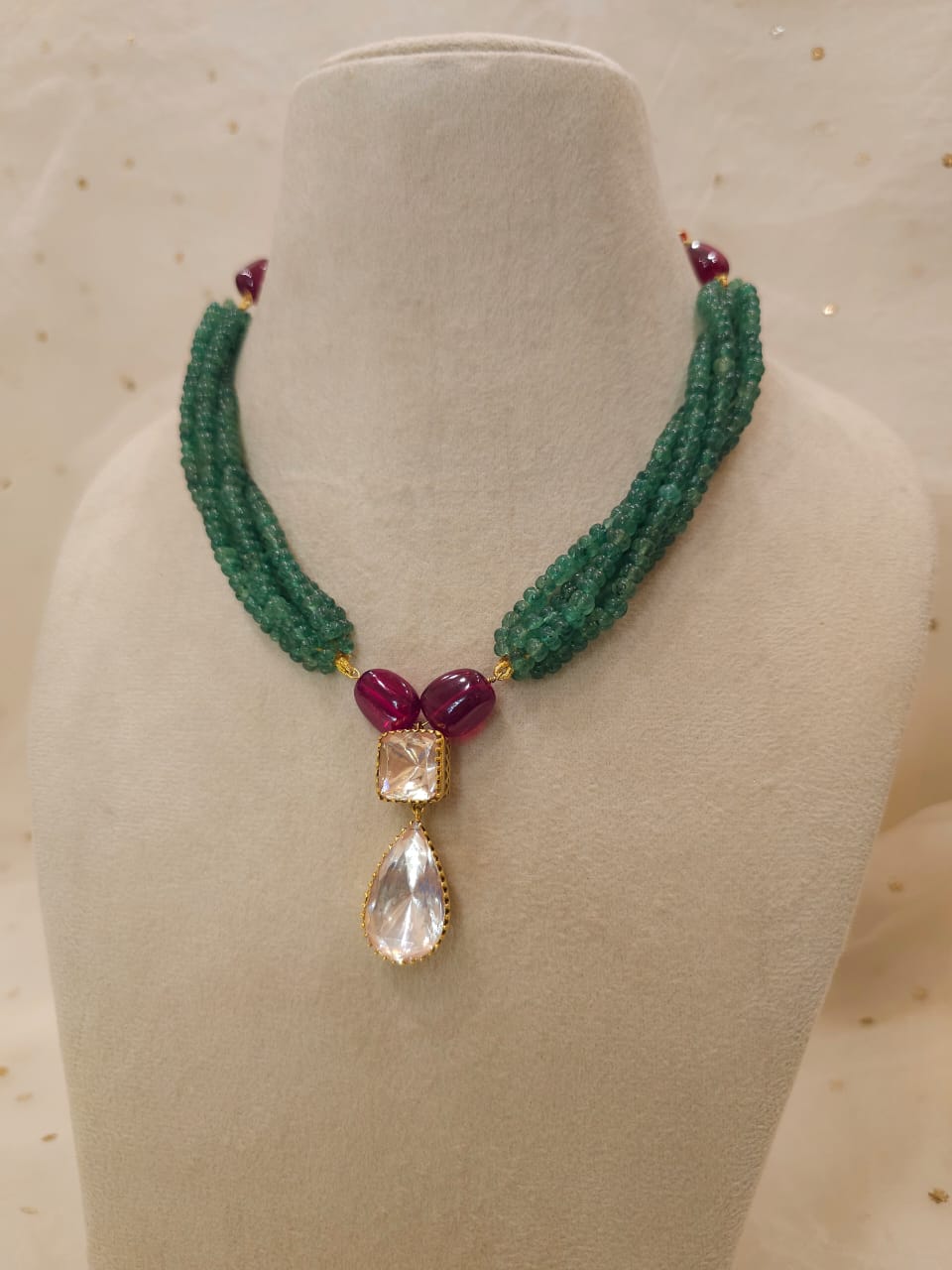 Pear moissanite gem necklace set