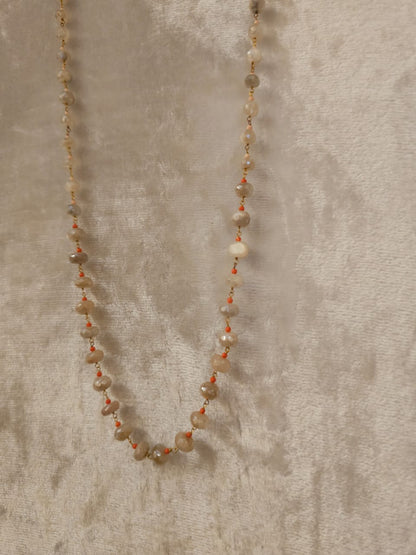 Moon stone bead necklace