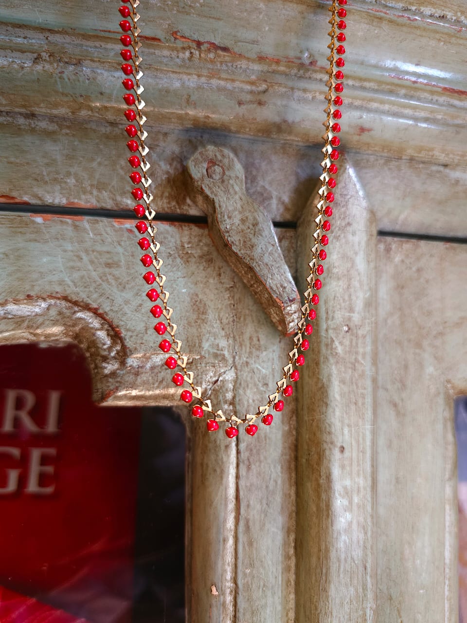 Tart red chain necklace