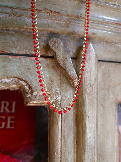 Tart red chain necklace