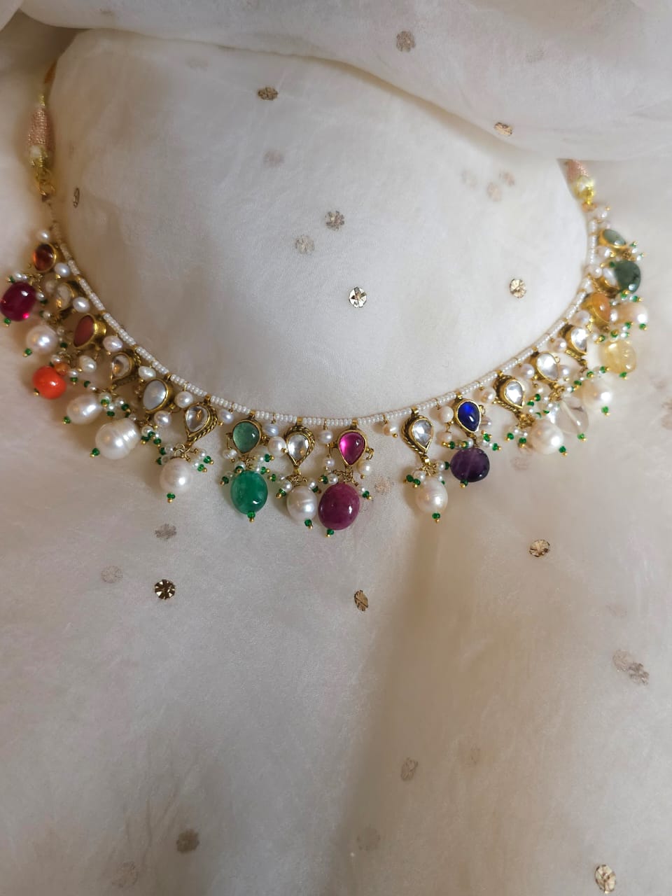 Imperial navratan alloy necklace