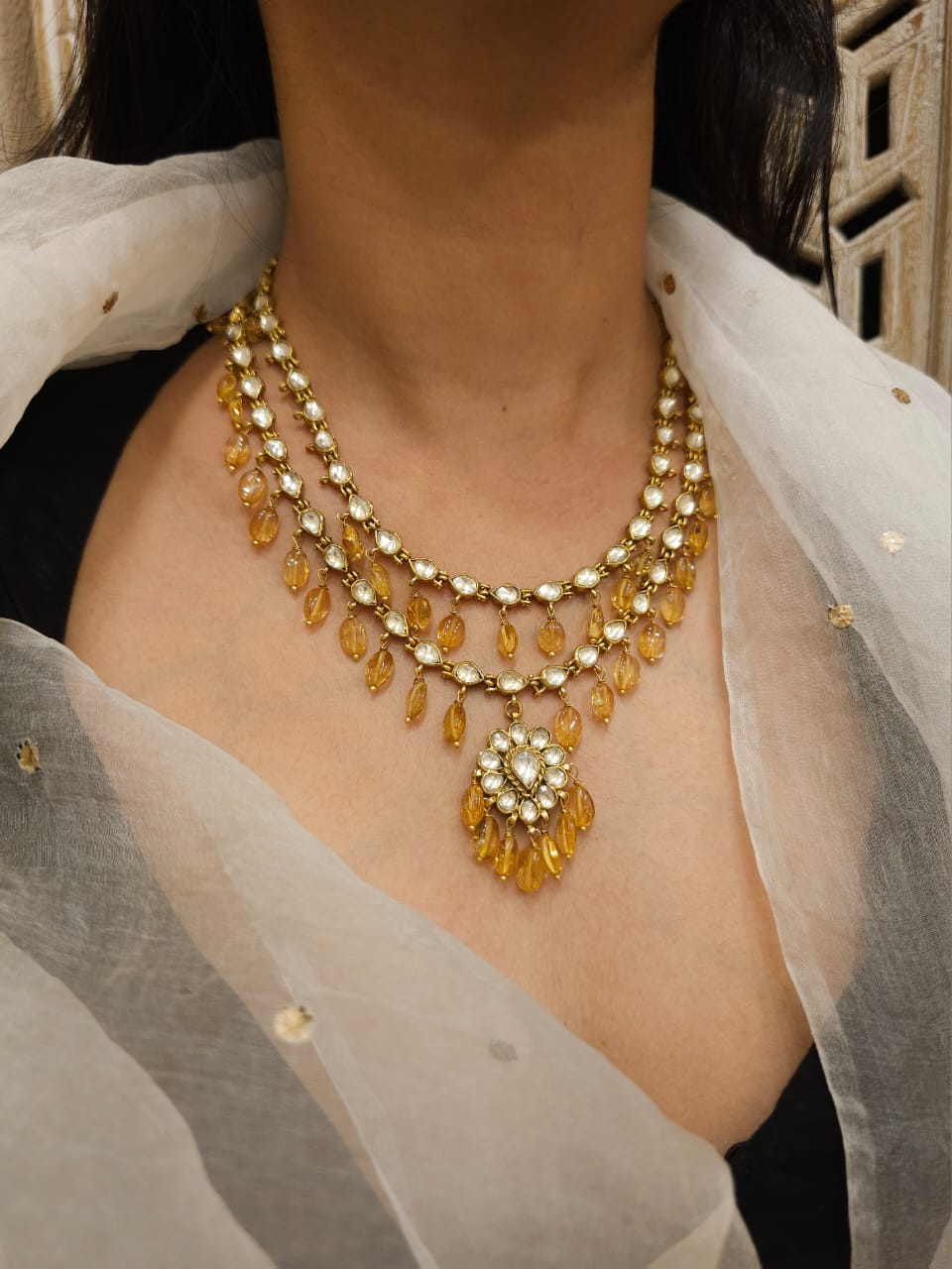 Antique citrine necklace set