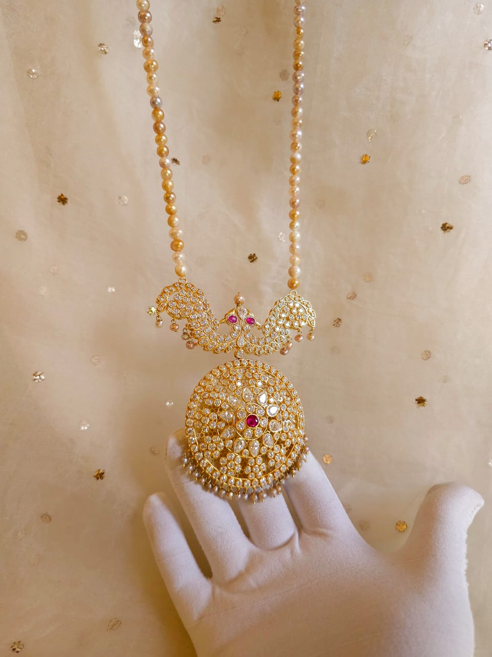 Brahmagiri silver moissanite necklace