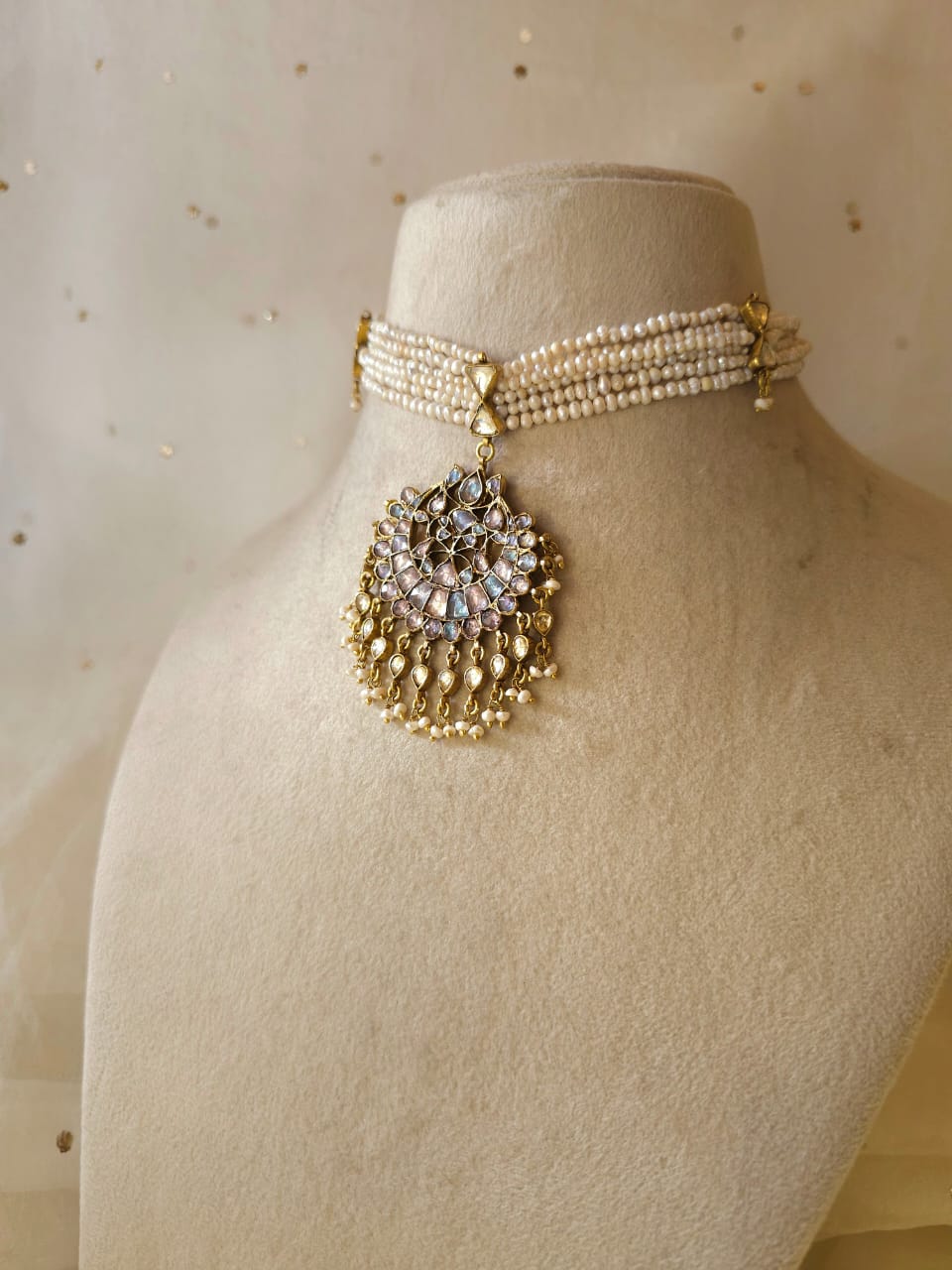 Chaitra chandra pearl necklace