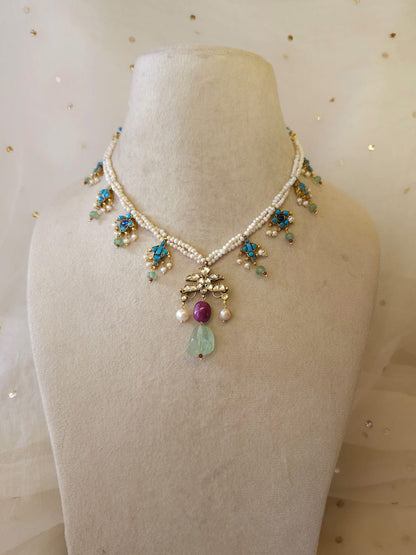 Mahamayur turquoise ruby necklace